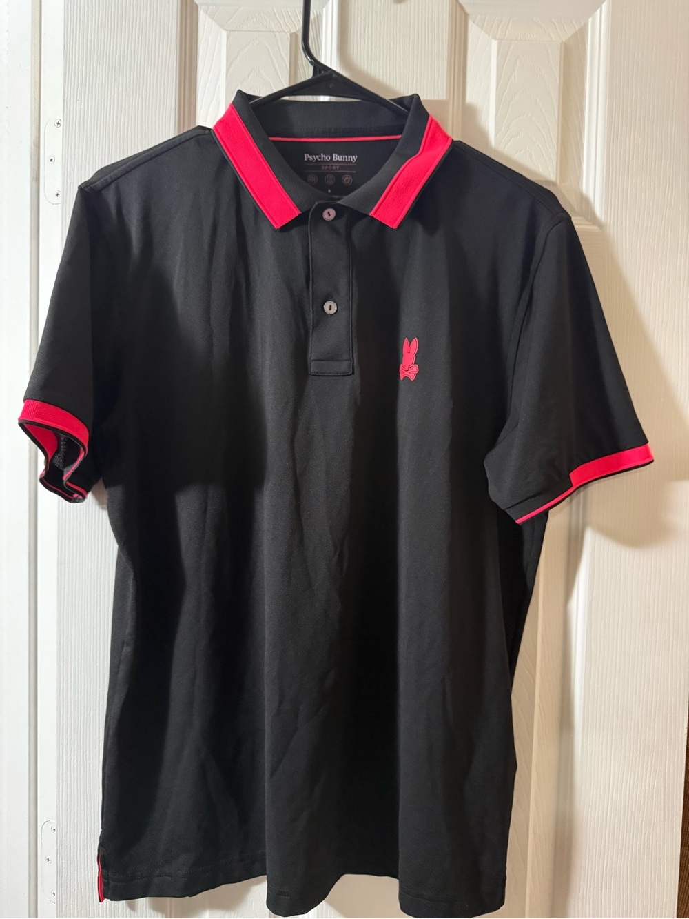 Psycho Bunny Men’s Black Polo with Pink Trim size Medium